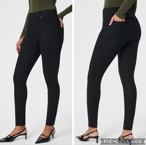Spanx‎ Women's Ankle Skinny Jeans Size M Black Denim High Rise Tummy Shaping